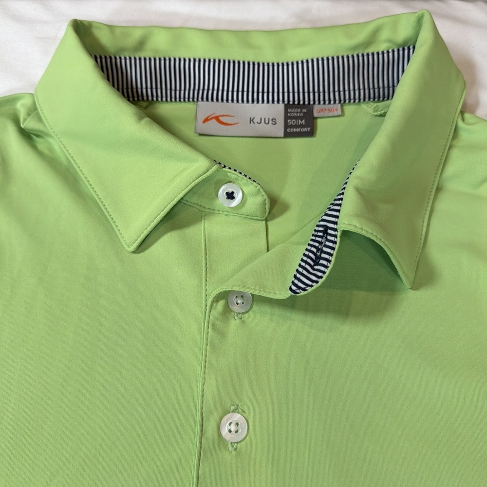 KJUS Mens Large 50 Green Golf Polo Soren Stretch UPF 50+ Performance Shirt - Picture 3 of 9